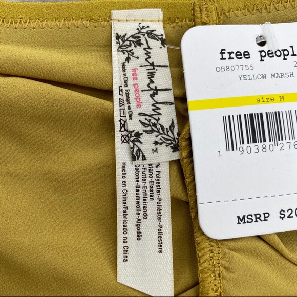 Free People NWT Zoey Bikini Yellow Marsh Honey Slit Cutout Panties Medium New - Picture 4 of 7